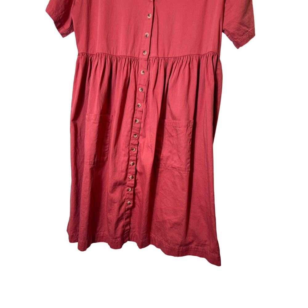 Button-Front V-Neck Midi Dress in Dusty Red - Picture 4 of 8
